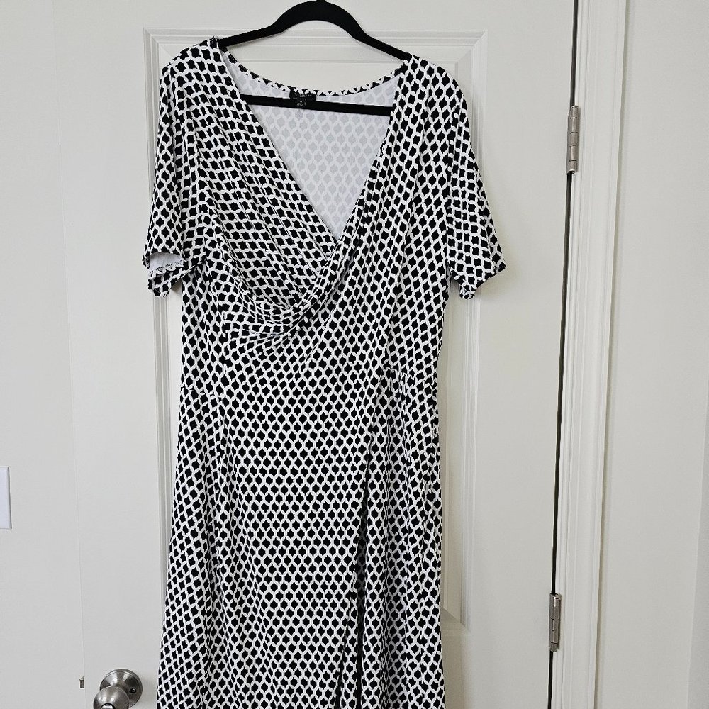 Talbots Short Sleeve Draped Surplice Dress 1X
